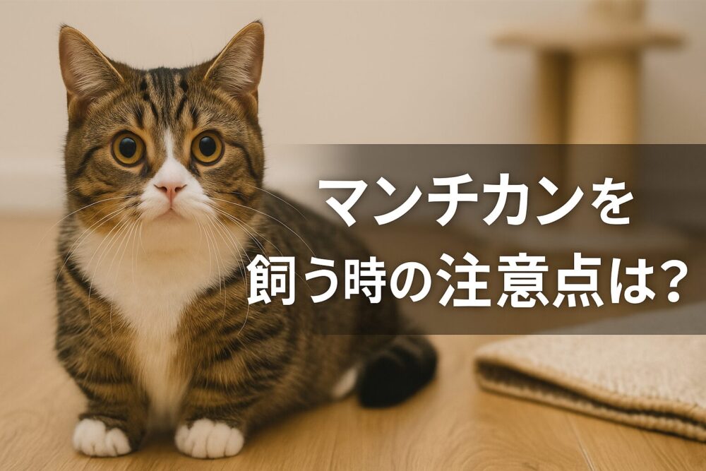 お座りをしてこちらを見つめる茶系のマンチカン
