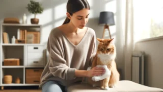 猫を優しくなでる女性