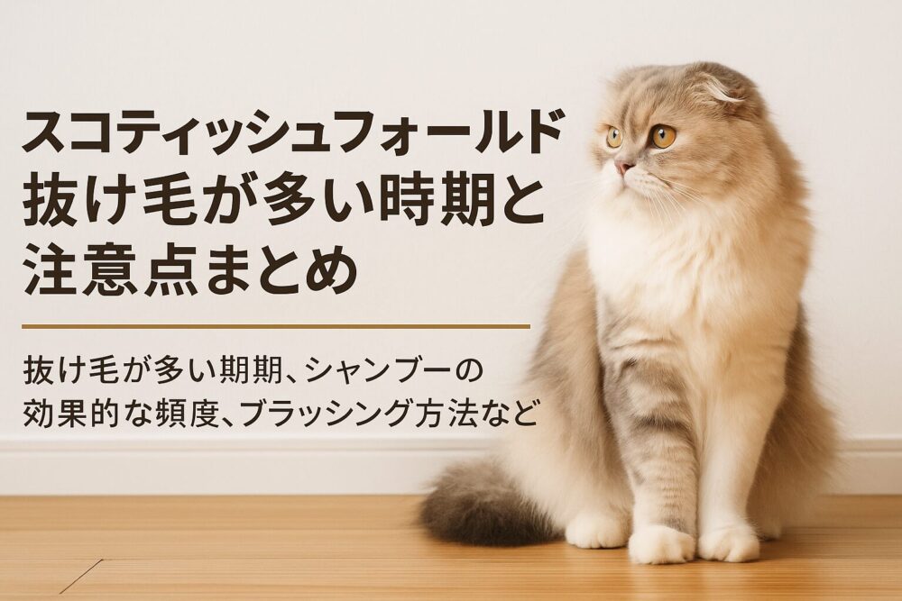 長い毛を持つスコティッシュフォールドの注意点を示す